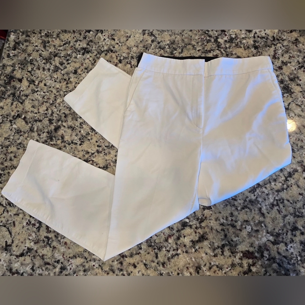 Zara White Tailored Capri Pants Women’s Medium Classic Cropped Trousers